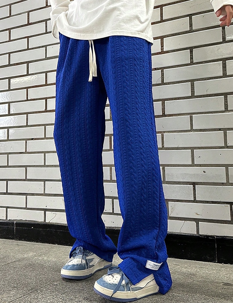 Herr Joggingbyxor Joggare Träningsbyxor med vida ben Ficka Snörning Elastisk midja Slät Komfort Andningsfunktion Utomhus Dagligen Utekväll Mode Ledigt Svart Blå 2026 - $24.99 –P3