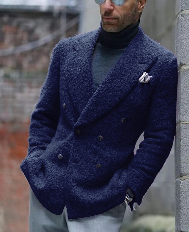 Homens Jaqueta Blazer Colar de fechamento Moda Casual Cor Sólida Exército verde Roxo Marron Moderno Seis botões de peito duplo de 2025 por $86.99 –P6