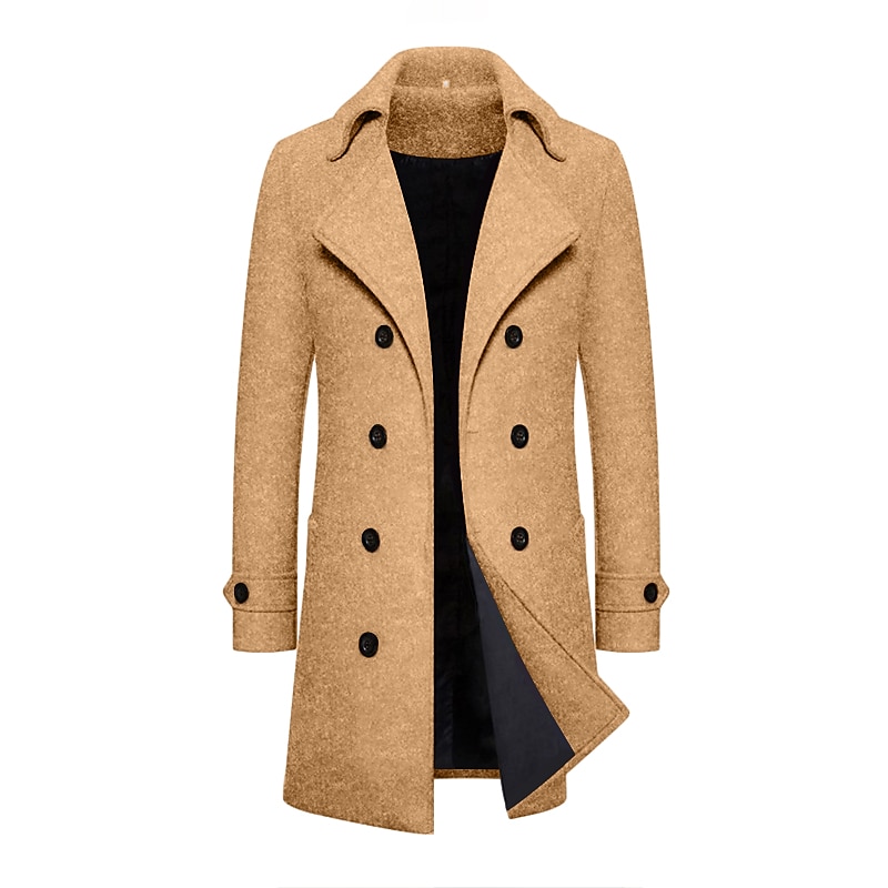 Herr Vinterkappa Peacoat Trenchcoat Utomhus Dagliga kläder Höst vinter 95% polyester 5% bomull Ytterkläder Kläder Mode Streetwear Slät Kavajslag Dubbelknäppt 2025 - $47.99 –P12