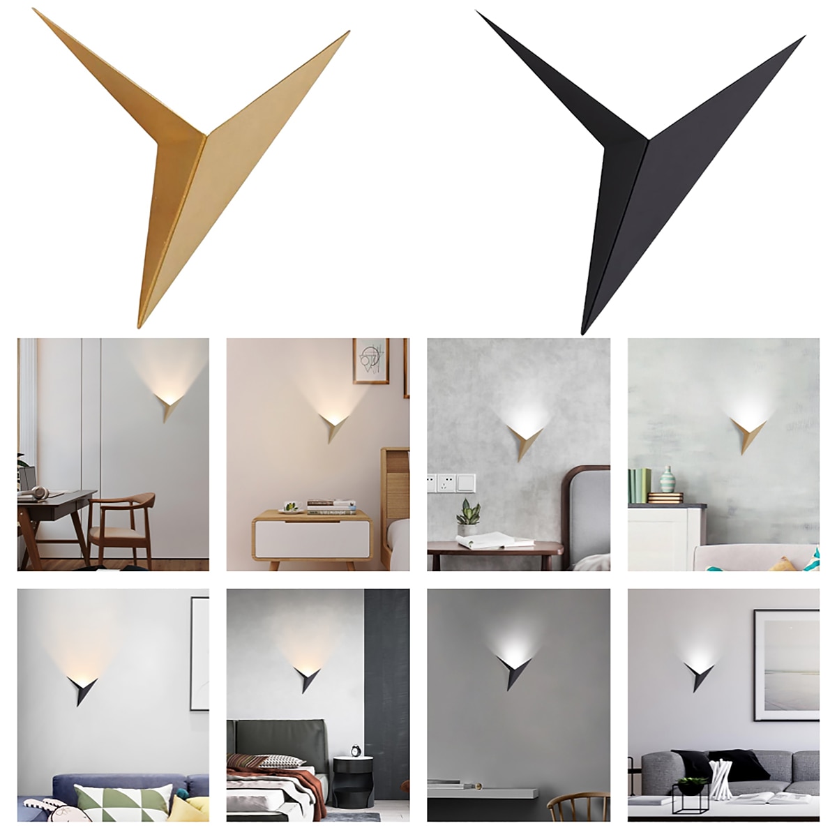2 Stück Dreieck dreidimensionale Wandleuchte moderne Kunst und Kreativität Innenwandleuchte 3W 25cm Innenwandleuchte aus Metall AC85-265V 2026 - $82.99 –P1