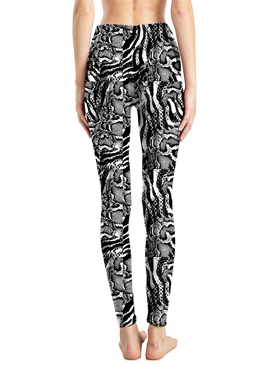 Women's Leggings Active Fashion Full Length High Waist Leopard Gradient Snake Print Elastic Waist Print Breathable Soft Comfortable Micro-elastic Outdoor Vacation Home Leopard Print 0358 blue and 2025 - $13.99 –P46