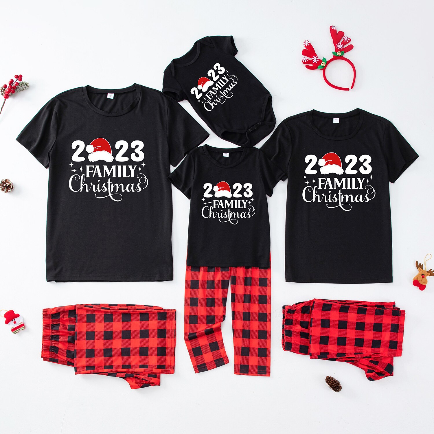Family Christmas Family Pajamas Pajamas Graphic Plaid Pajamas Cute Christmas Pajamas School Print Colorblock Black White Long Sleeve Mommy And Me Outfits Active Matching Outfits 2026 - $16.49 –P10