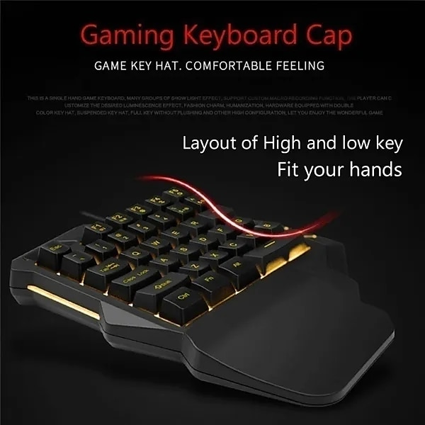 Мини-красочная игровая клавиатура с RGB-подсветкой для одной руки, удобная игровая клавиатура и мышь для левой руки для lol cs pc ps4 xbox gamer 2025 - $39.99 –P9