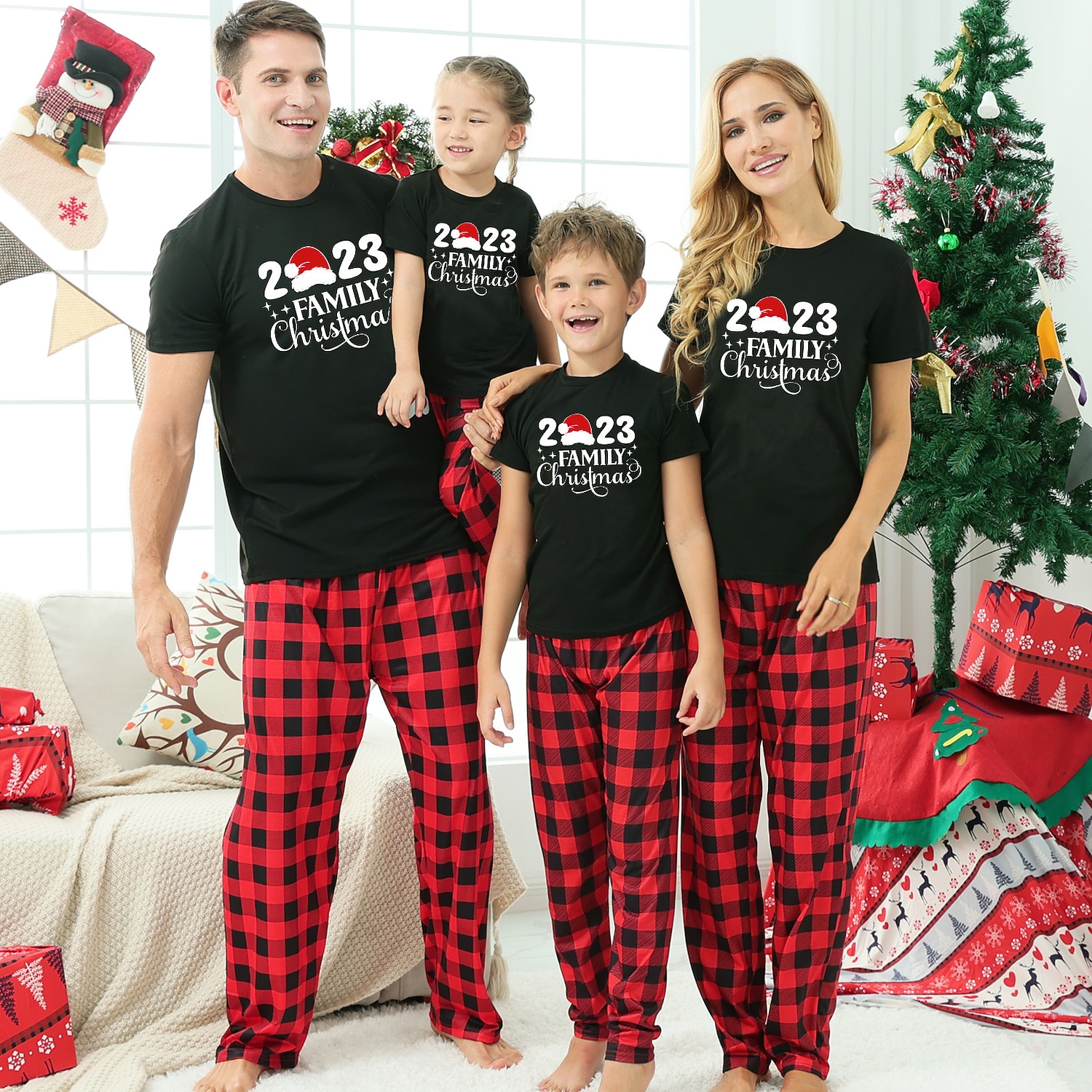 Family Christmas Family Pajamas Pajamas Graphic Plaid Pajamas Cute Christmas Pajamas School Print Colorblock Black White Long Sleeve Mommy And Me Outfits Active Matching Outfits 2026 - $16.49 –P1