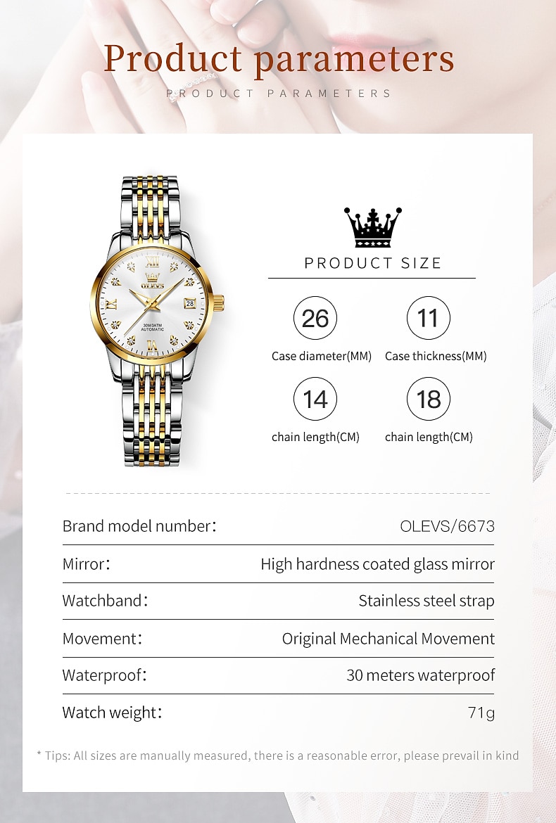 OLEVS 6673 Fashion Business Silver Stainless Steel Women Mechanical Watches Top Brand Luxury Waterproof Automatic Watch 2025 - $104.99 –P7