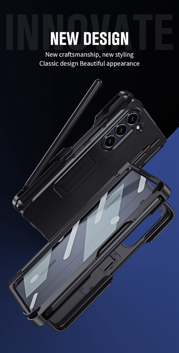Phone Case For Samsung Galaxy Z Fold 6 Z Fold 5 Z Fold 4 Z Fold 3 Back Cover with Stand Holder with Screen Protector Magnetic Solid Color PC 2026 - $28.99 –P3