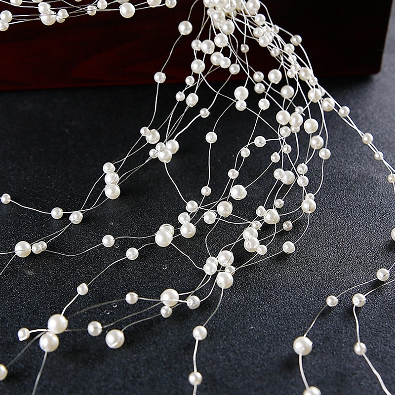 Headbands Headdress Headpiece Flocked Alloy Wedding Special Occasion Pearls Bridal Sweet With Imitation Pearl Headpiece Headwear 2024 - $15.99 –P3