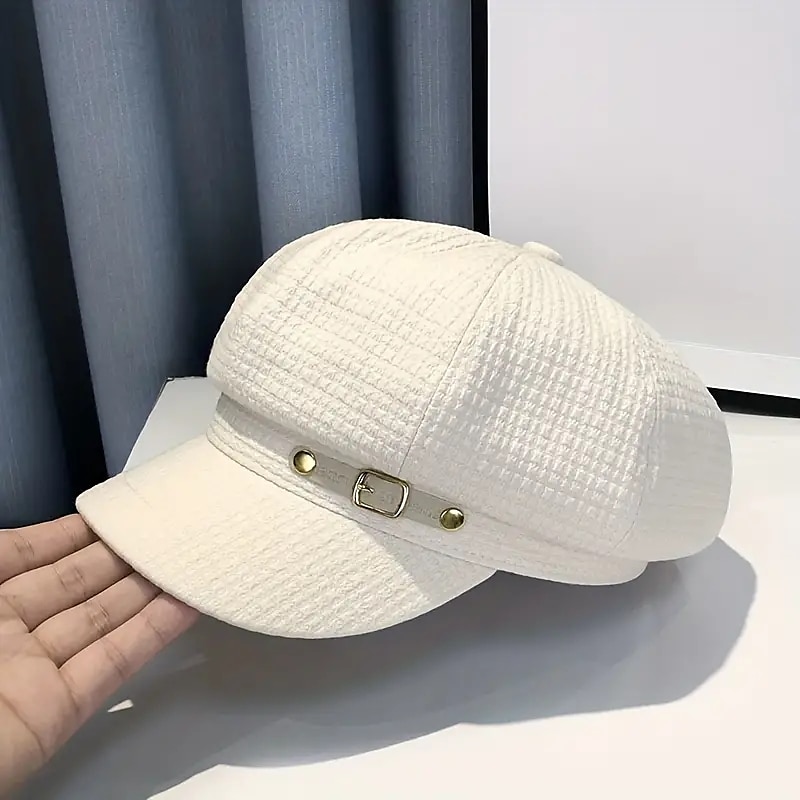 Bérets élégants en relief, casquette de béret classique de couleur unie de style britannique, chapeaux de journal respirants pour femmes, automne & hiver de 2025 ? $24.99 –P7