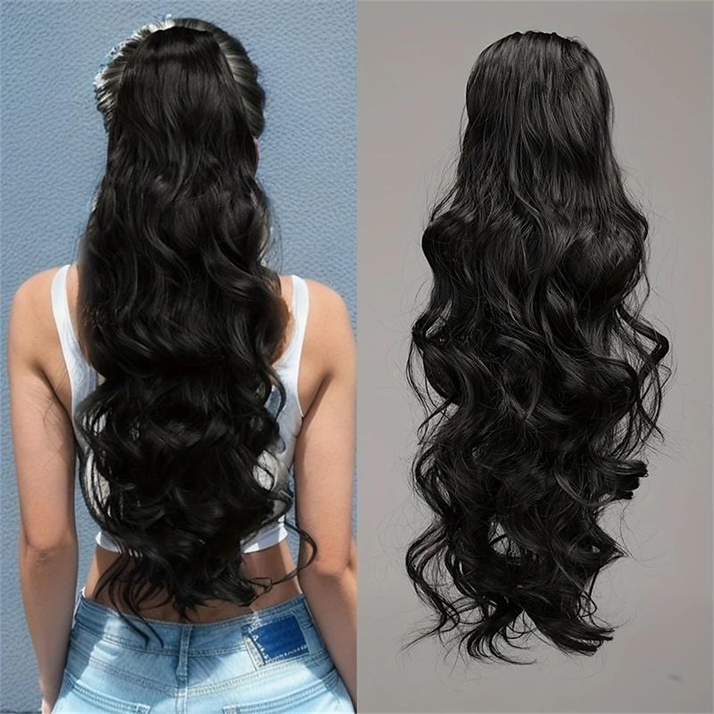 queue de cheval griffe extensions de queue de cheval longues ondulées clip synthétique dans les extensions de cheveux élégant naturel à la recherche d'un usage quotidien de 2025 ? $11.99 –P2