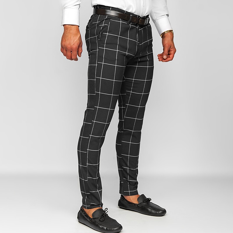 Men's Trousers Chinos Chino Pants Pocket Plaid Comfort Breathable Outdoor Daily Going out Fashion Casual Dark Khaki Black 2025 - $23.99 –P13