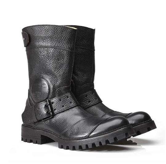 botas masculinas de couro sintético marrom para motociclistas com tiras de fivela – botas resistentes de cano médio para motociclistas e uso ao ar livre de 2025 por $54.99 –P2