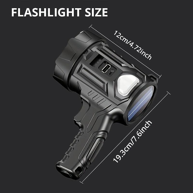Holofote portátil de 1 unidade, luz de flash forte, tocha doméstica led poderosa, lanterna de pesca à prova d'água ao ar livre, holofote recarregável usb com filtro de lente de 3 cores vermelho azul de 2025 por $24.99 –P1