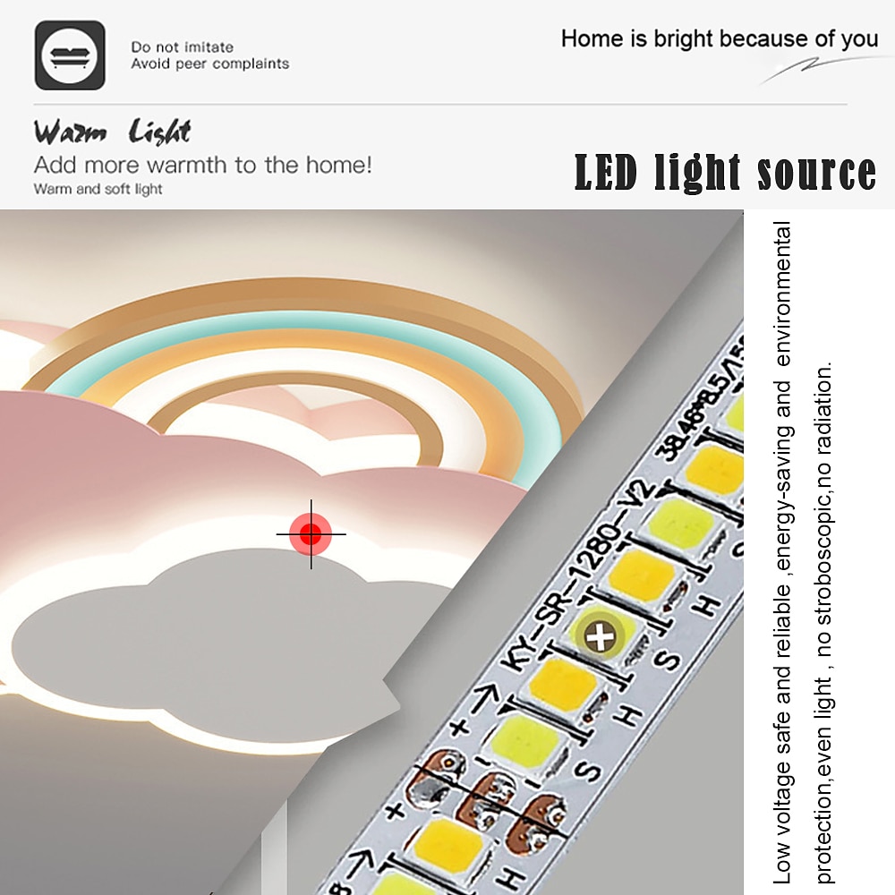LED Ceiling Light Acrylic Rainbow Cloud Flush Light Cartoon Pink Lamp Modern Creative Personality Design Ceiling Light for Kids Bedroom Girls Boys Room Study Room AC110V AC220V 2025 - $215.89 –P4