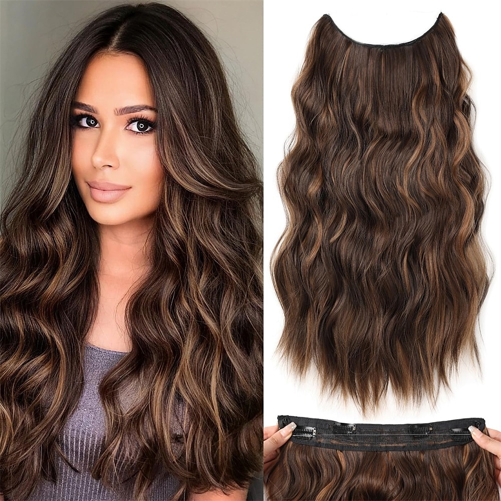 Hair Extensions 20 Inch Long Wavy Blonde Hair Extensions with Invisible Wire Adjustable Size 4 Secure Clips in Hair Extensions for Women 2025 - $13.99 –P15