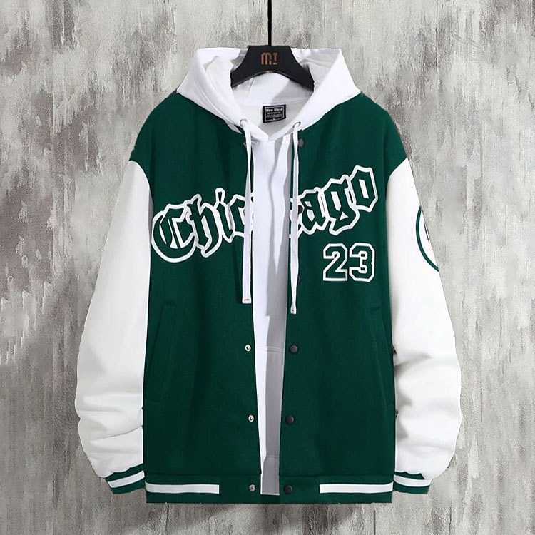 Voor heren Bomberjack Overgangsjack Varsity-jas Buiten Vakantie Warm Knop Zak Herfst Winter Kleurenblok Modieus Streetwear Opstaande boord Normaal Appel Groen Zwart Bordeaux Bruin Groen Jacks 2025 - $28.99 –P13