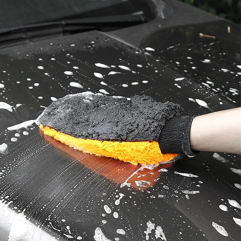 2 Stück Autopflege Reinigungsbürsten Polierhandschuh Bürste Wolle Autowaschhandschuh Autowaschschwamm Wachshandschuhe Autozubehör 2025 - $8.99 –P4