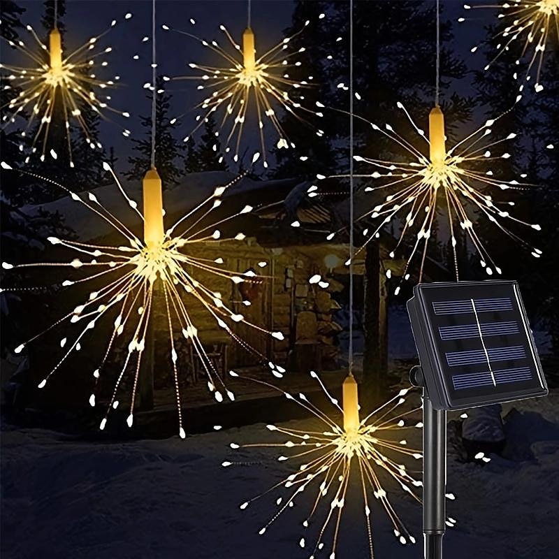 1pc feux d'artifice solaires d'extérieur, décoration de jardin en forme de sphère de Noël en forme d'étoile à LED de 2025 ? $15.99 –P1