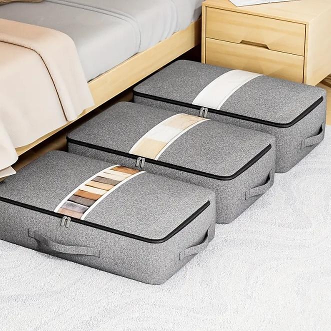 Saco de armazenamento de fundo de cama, saco de armazenamento de colcha de roupas com janela transparente, saco organizador de guarda-roupa dobrável de grande capacidade de 2025 por $11.49 -P1