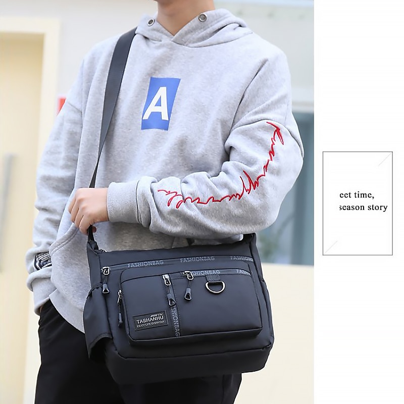 Borsa a tracolla multitasche in nylon nero da uomo – borsa a tracolla leggera e impermeabile per lavoro, viaggi e spostamenti quotidiani del 2026 a $19.99 –P2