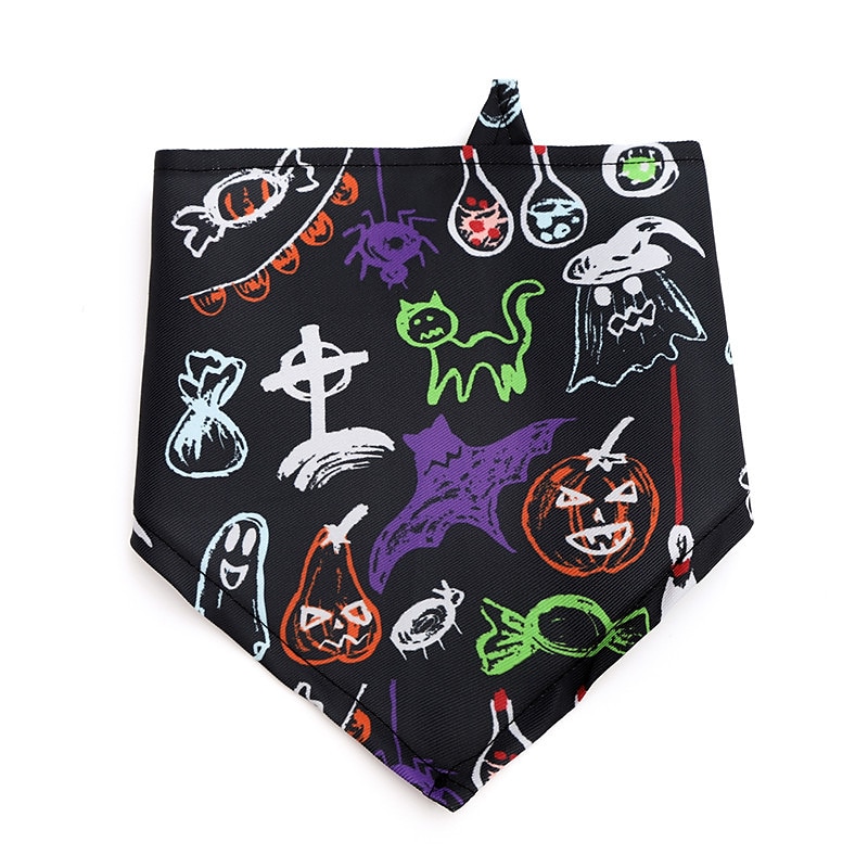Cachorros Gatos Bandana de Cachorro Acessórios para babadores triângulo Moda Engraçado Respirável Macio Lavável Confortável Festa dia das Bruxas De Cama Casual / Diário Festival Roupas para cães for  de 2025 por $17.49 –P8