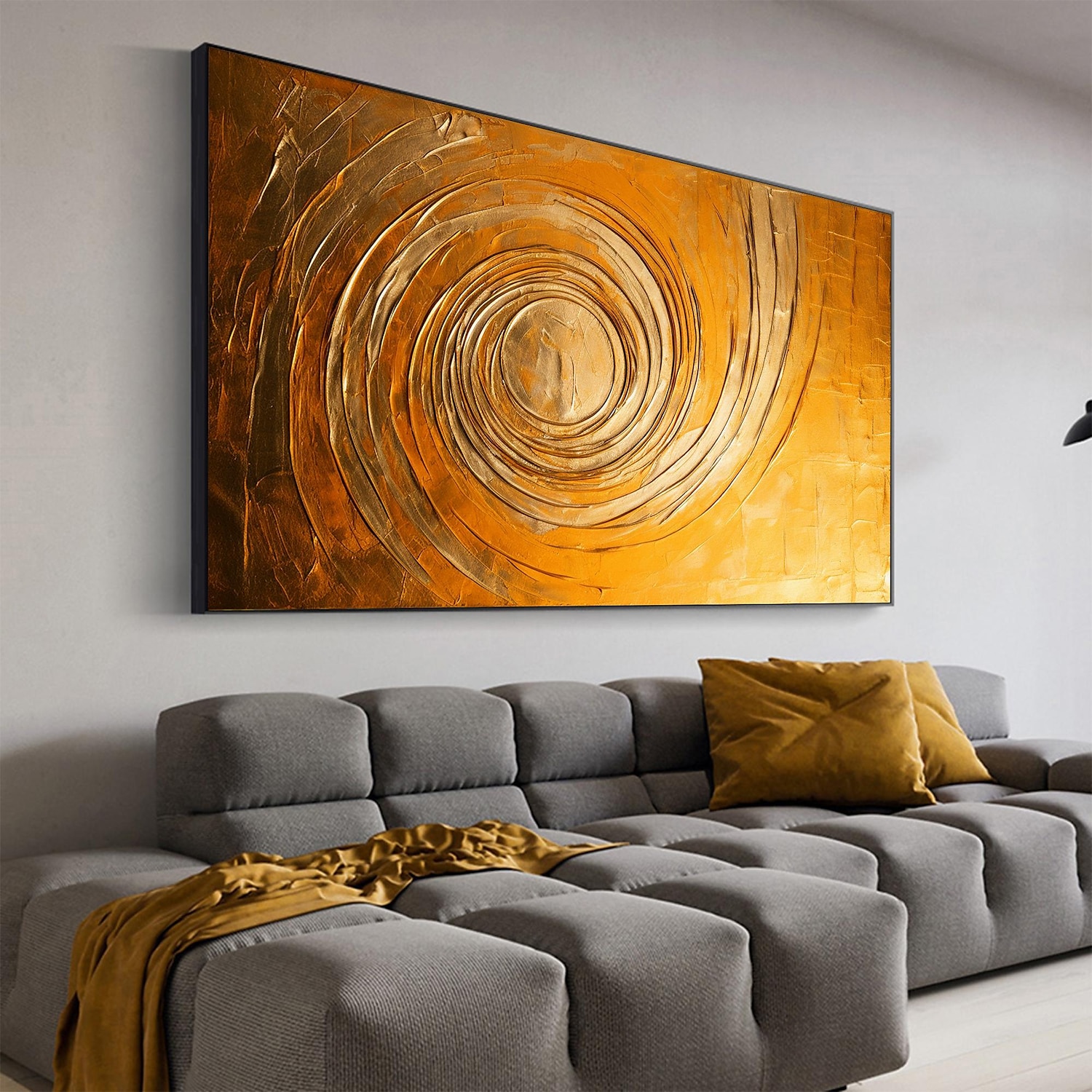 Handmade Oil Painting Canvas Wall Art Decor Original Skiing Gold Texture for Home Decor With Stretched Frame/Without Inner Frame Painting 2025 - $158.99 –P11