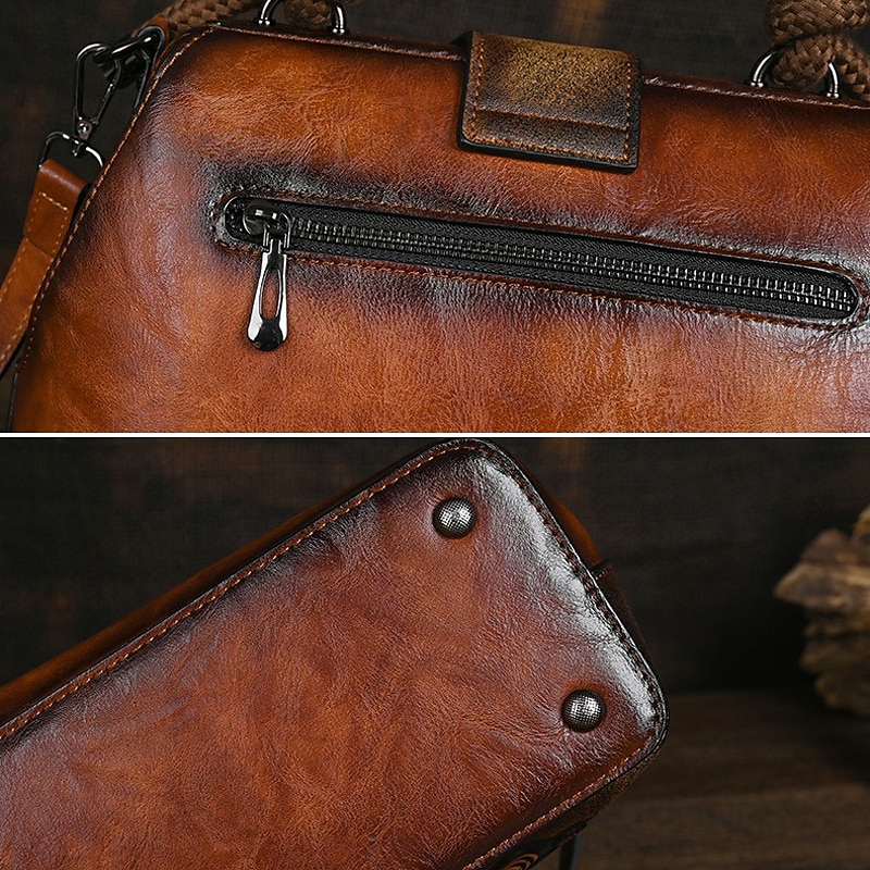 Dámské Kabelka Crossbody kabelka Taška přes rameno Bostonská taška PU kůže Párty Denní Dovolená Vytlačený vzor Velká kapacita Lehká váha Odolné Barevné bloky Květiny Folk Tmavěhnědá Bordó Vojensk 2025 - $69.99 –P3