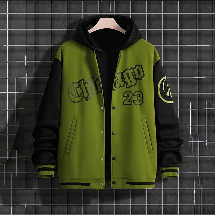 Voor heren Bomberjack Overgangsjack Varsity-jas Buiten Vakantie Warm Knop Zak Herfst Winter Kleurenblok Modieus Streetwear Opstaande boord Normaal Appel Groen Zwart Bordeaux Bruin Groen Jacks 2025 - $28.99 –P10