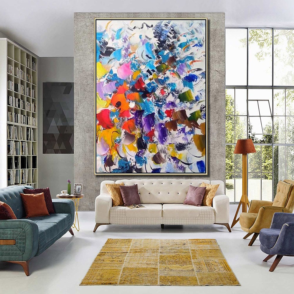 Ölgemälde, 100 % handgemaltes Ölgemälde, handgefertigte Wandkunst, abstraktes Gemälde, Originalgemälde, handgemaltes buntes Leinwandkunst-Wandkunstgemälde, Dekor, gerollte Leinwand, kein Rahmen, 2025 - $69.99 –P1