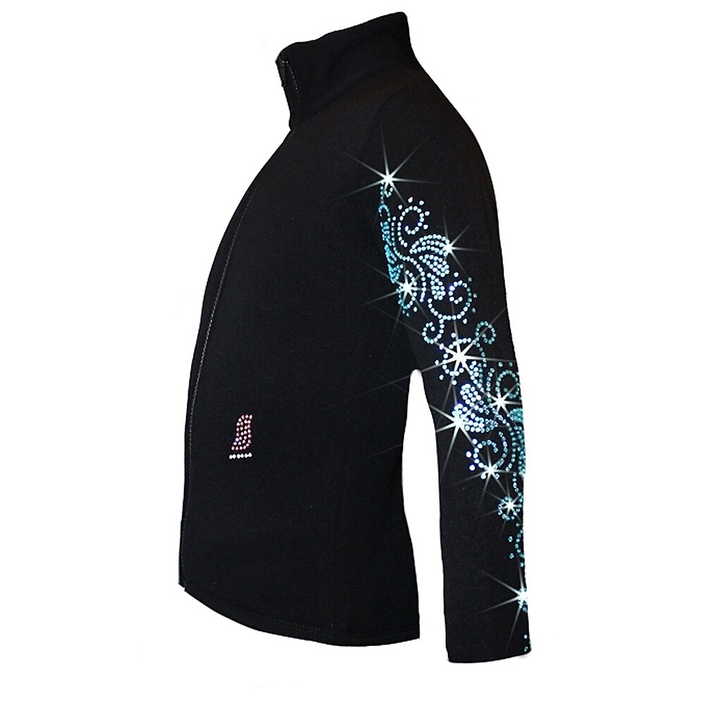 Figure Skating Fleece Jacket Women's Girls' Ice Skating Jacket Top Black Pink Blue Stretchy Training Competition Skating Wear Thermal Warm Crystal / Rhinestone Long Sleeve Ice Skating Figure Skating 2025 - $52.99 –P2