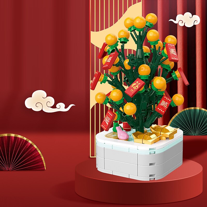 2025年 オレンジツリー新年チャイナシックギフト鉢植え子供 DIY 組み立てられた小さな粒子ビルディングブロックのおもちゃ  コレクション – $21.99 –P2