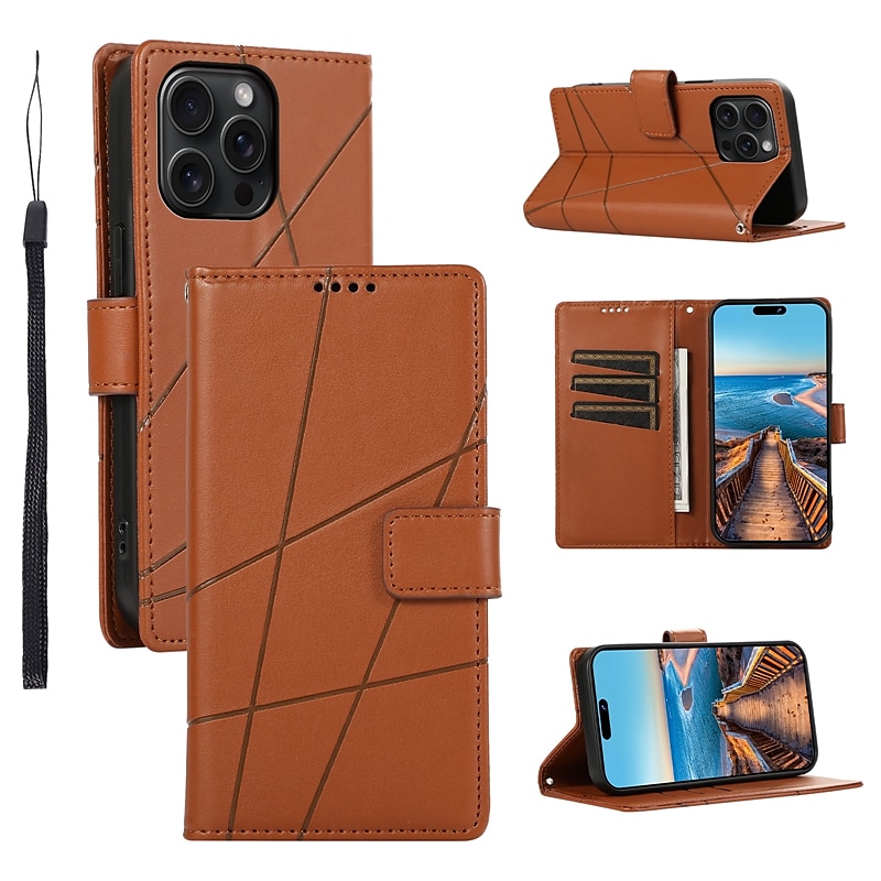 Phone Case For iPhone 16 iPhone 15 Pro Max Plus iPhone 14 13 12 11 Pro Max Mini SE X XR XS Max 8 7 Plus Wallet Case with Stand Holder Magnetic with Wrist Strap Retro TPU PU Leather 2025 - $15.99 –P4