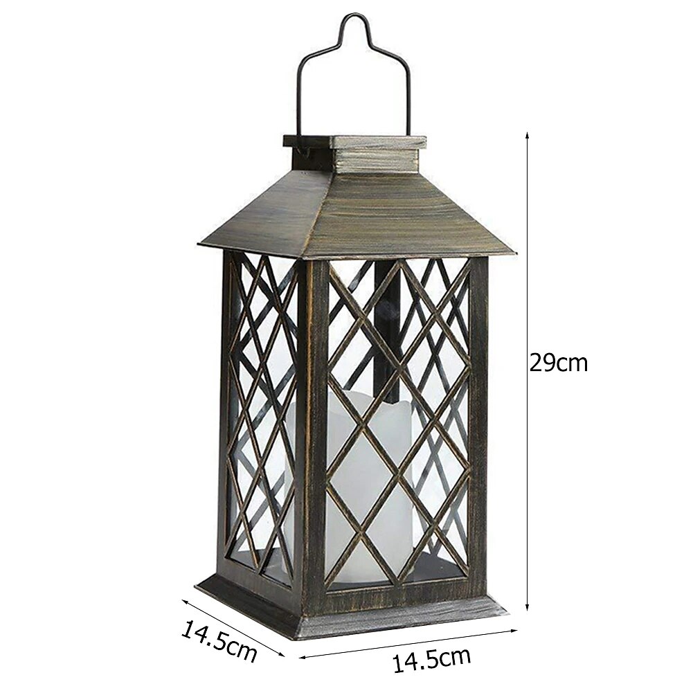 Vintage Solar Pendant Lamp Hollow Solar Portable Lamp Outdoor Courtyard Lamp Decorative Lamp Candle Lamp 1PC for Halloween 2025 - $16.49 –P1