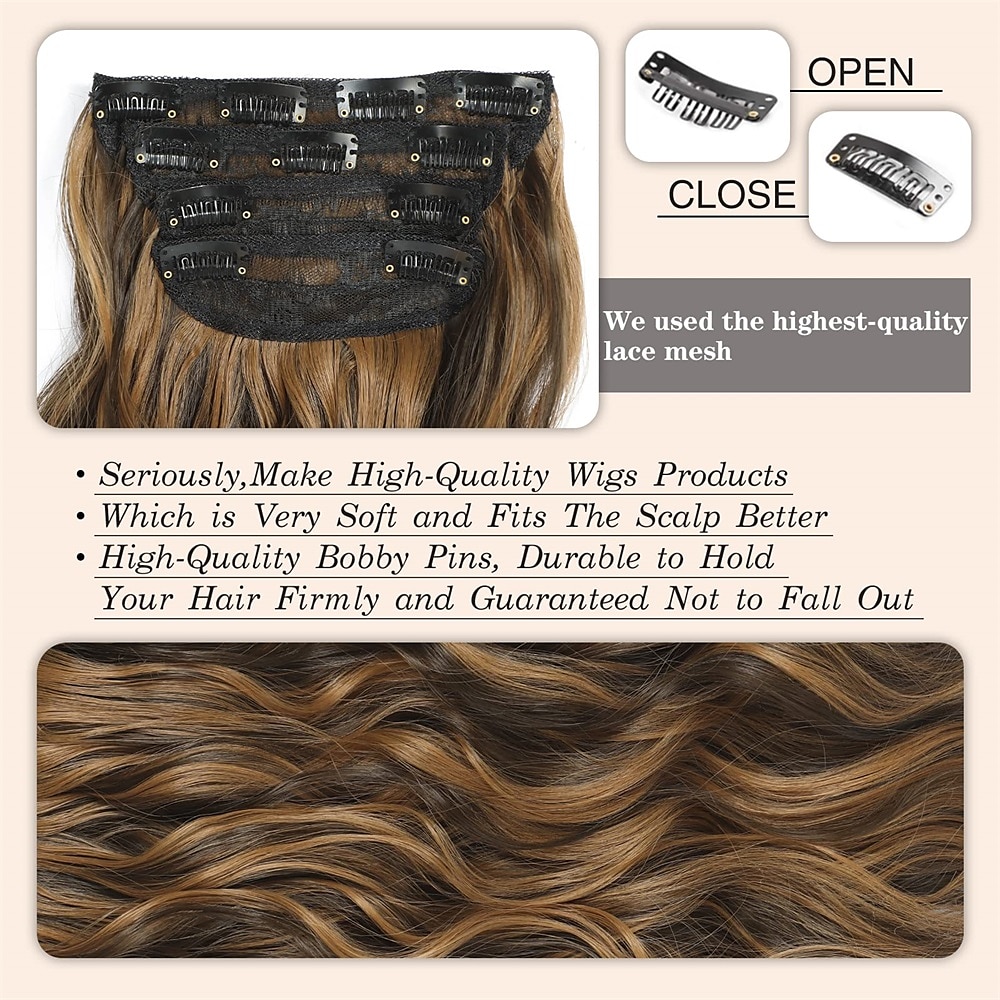 Synthetische uitbreidingen Klemmen Synthetisch haar Lang Haarextensies Clip-in 4 stuks Zacht Hittebestendig Pluizig Dames 2025 - $18.49 –P6