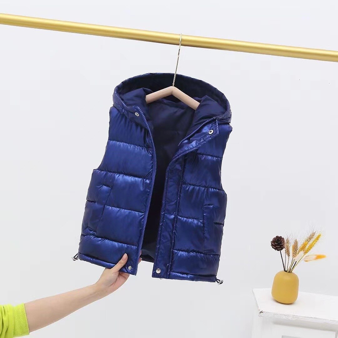 Kinderen Uniseks Vest jas Mouwloos Zilver gebroken wit Zwart Gewatteerd jack voor kinderen Effen Kleur Vetoketju Lente Herfst Stoer School 7-13 jaar 2025 - $23.99 –P7