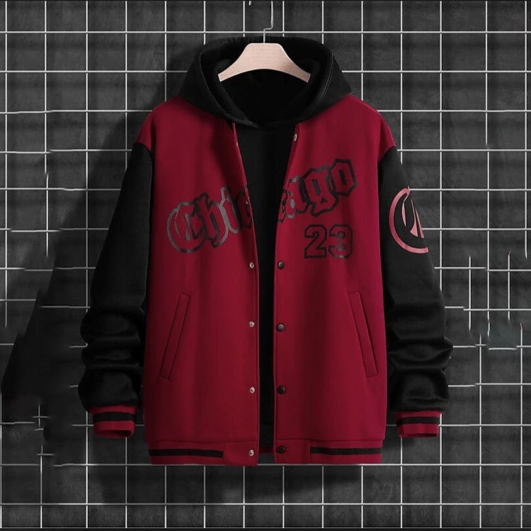 Voor heren Bomberjack Overgangsjack Varsity-jas Buiten Vakantie Warm Knop Zak Herfst Winter Kleurenblok Modieus Streetwear Opstaande boord Normaal Appel Groen Zwart Bordeaux Bruin Groen Jacks 2025 - $28.99 –P6