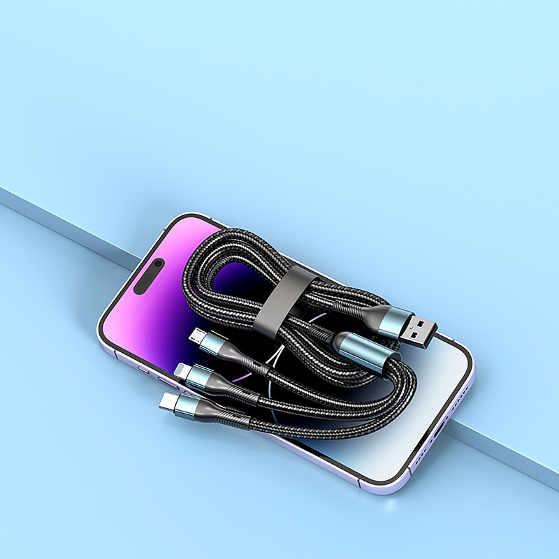 Универсальный зарядный кабель USB-C на Lightning/микро/USB-C 6 A Быстрая зарядка нейлон плетеный Прочный 3 в 1 Назначение Huawei Lenovo Motorola Аксессуар для мобильных телефонов 2025 - $12.99 –P8