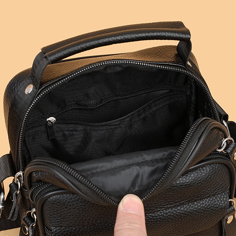 Voor heren Crossbody zak Schoudertas Schooltas Leder Buiten Dagelijks Feestdagen Rits Grote capaciteit waterdicht Lichtgewicht Effen Kleur Zwart 2025 - $29.99 -P9
