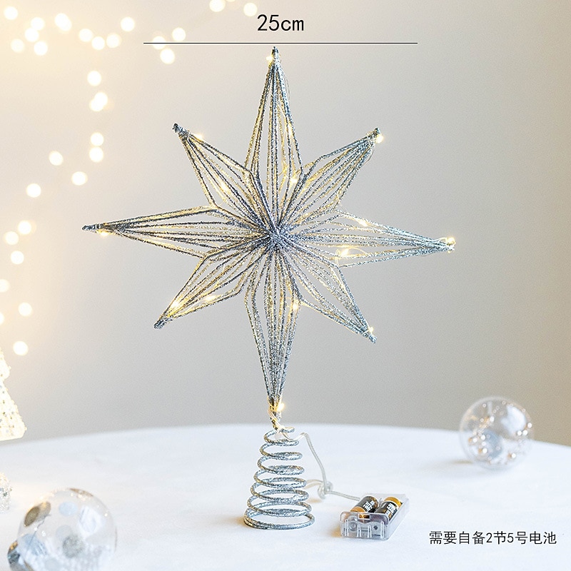 Christmas Decoration Christmas Iron Tree Top Star Christmas Tree Glowing Star Five-p\Pointed Star Decoration Pendant 2025 - CAD $25.99 –P8