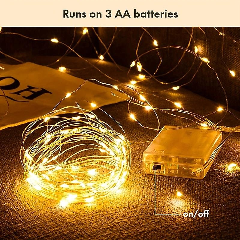 1 pack 50 LED Fairy Lights - 5 Meter, 3AA Battery Powered, Perfect for Christmas, Weddings, Parties, Family Vacations, Gatherings, and More - Always On 2025 - $11.49 –P2