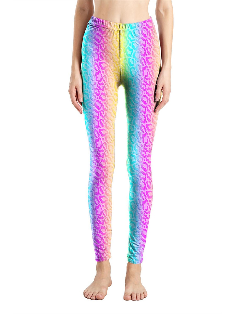 Women's Leggings Active Fashion Full Length High Waist Leopard Gradient Snake Print Elastic Waist Print Breathable Soft Comfortable Micro-elastic Outdoor Vacation Home Leopard Print 0358 blue and 2025 - $13.99 –P24