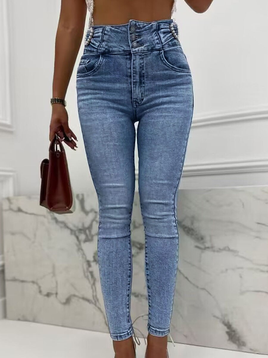 Women's Jeans Skinny Slim Full Length Fashion Streetwear Outdoor Street Blue S M Fall Winter 2023 - US $44.99 –P3