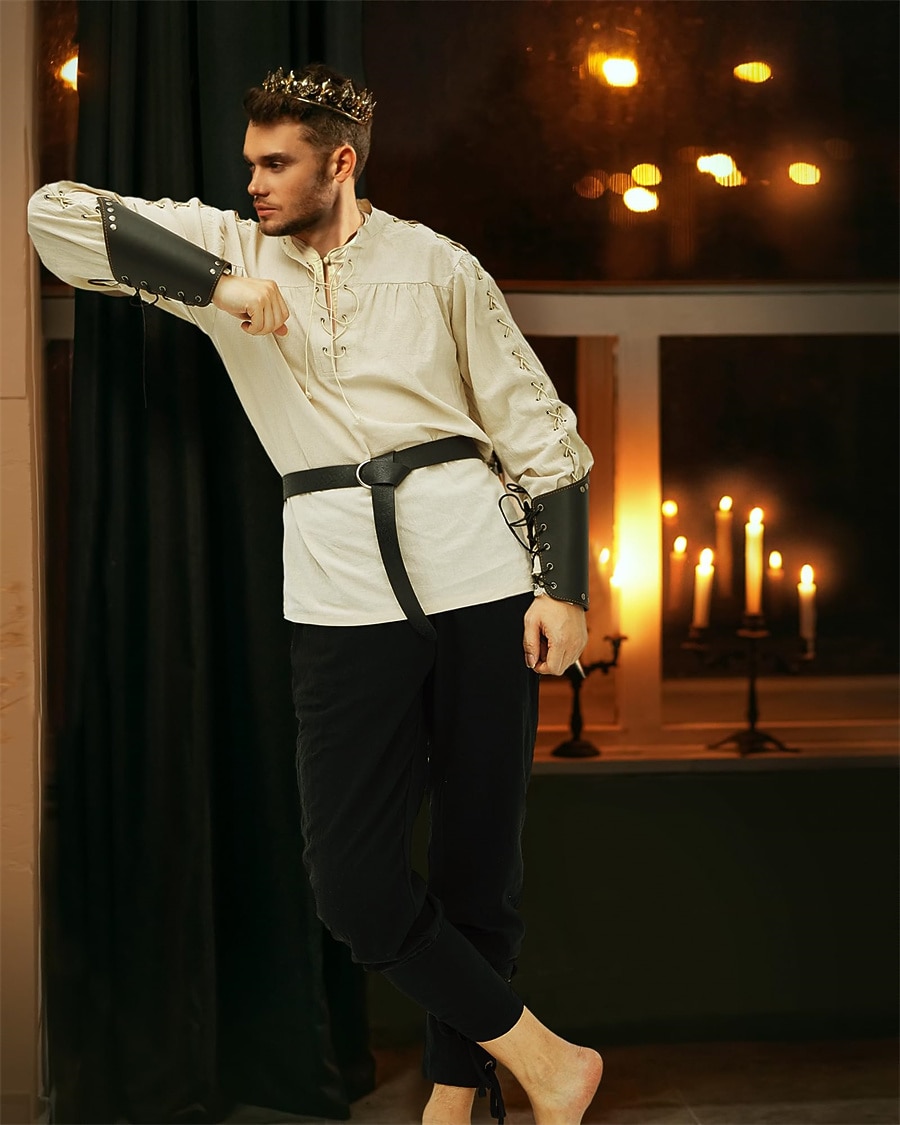 Retro Vintage Mittelalterlich Renaissance Hose Outfits Taillengürtel Pirat Wikinger Ranger Elfen Kostüm Herren Vikinger Fantasie Halloween Karneval Maskerade Karneval Leistung Maskerade Erwachsene 2026 - $63.99 –P4