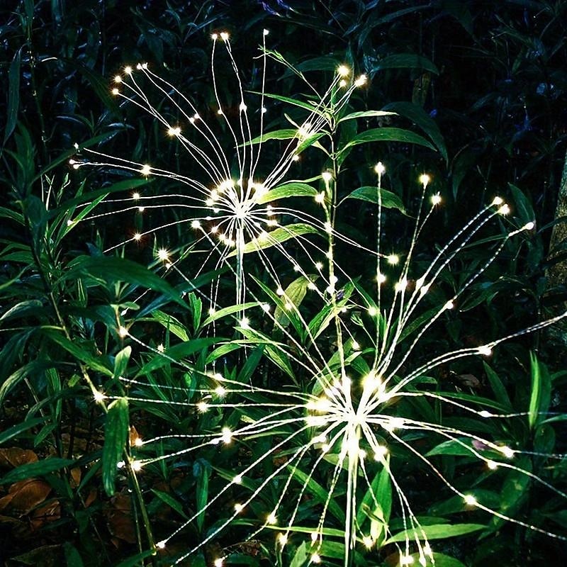 1 confezione di fuochi d'artificio decorativi natalizi a 8 funzioni ad energia solare, luce da prato montata a pavimento, matrimonio festivo, lampada decorativa impermeabile per esterni di Halloween del 2025 a $18.99 –P12