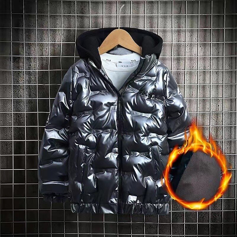 Barn Pojkar Hoodiejacka Ytterkläder Pufferjacka för barn Ensfärgat Långärmad Dragkedja Täcka Utomhus Häftig Dagligen Svart Blå Grå Vår Höst 7-13 år 2025 - $43.99 –P8