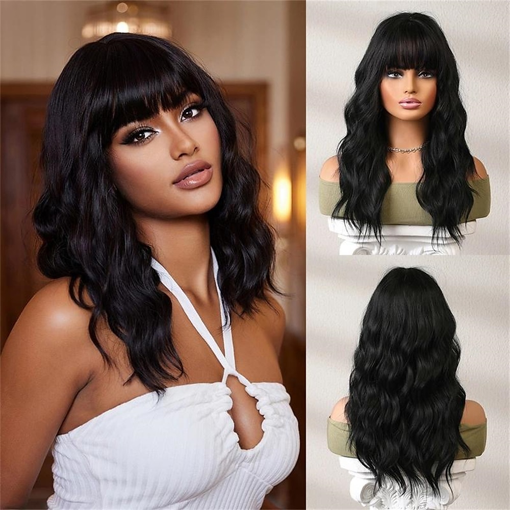 Parrucca rossa lunga 24 pollici con frangia per donna, parrucche ricce ondulate parrucche sostitutive dei capelli in fibra sintetica resistente al calore per cosplay festa di Halloween abbigliamento del 2025 a $24.99 –P7
