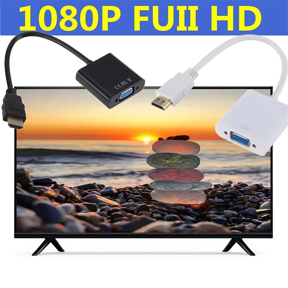 2025年 1080p hdmi 互換 to vga アダプタデジタルアナログ変換ケーブル xbox ps4 pc ラップトップ tv ボックスからプロジェクターディスプレイ hdtv  コレクション – $12.99 –P3