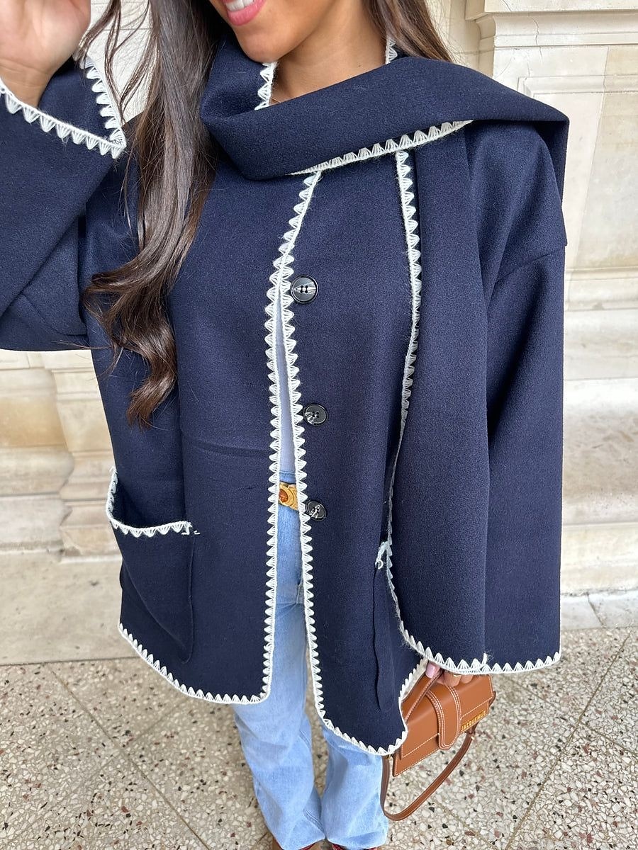 Dámské Kabát Zahřívací Výšivka Kapsy Elegantní Klasické Moderní Pevná barva Párty Práce Denní nošení Jednořadé Standardní Výstřih ke krku Volný Dlouhý rukáv Svrchní oděvy Černá Vodní modrá Khaki 2025 - $44.99 –P2