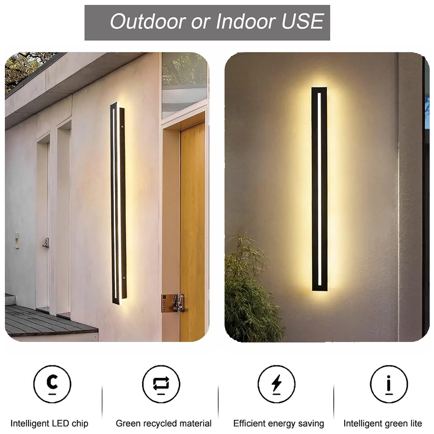 Modern LED Wall Light, Indoor/Outdoor IP65 Waterproof Garden Light40/60/80/100/120cm Black Long Stripe Wall Light, Terrace Corridor Bedroom Living Room Wall Light 110-240V 2026 - $66.99 –P9