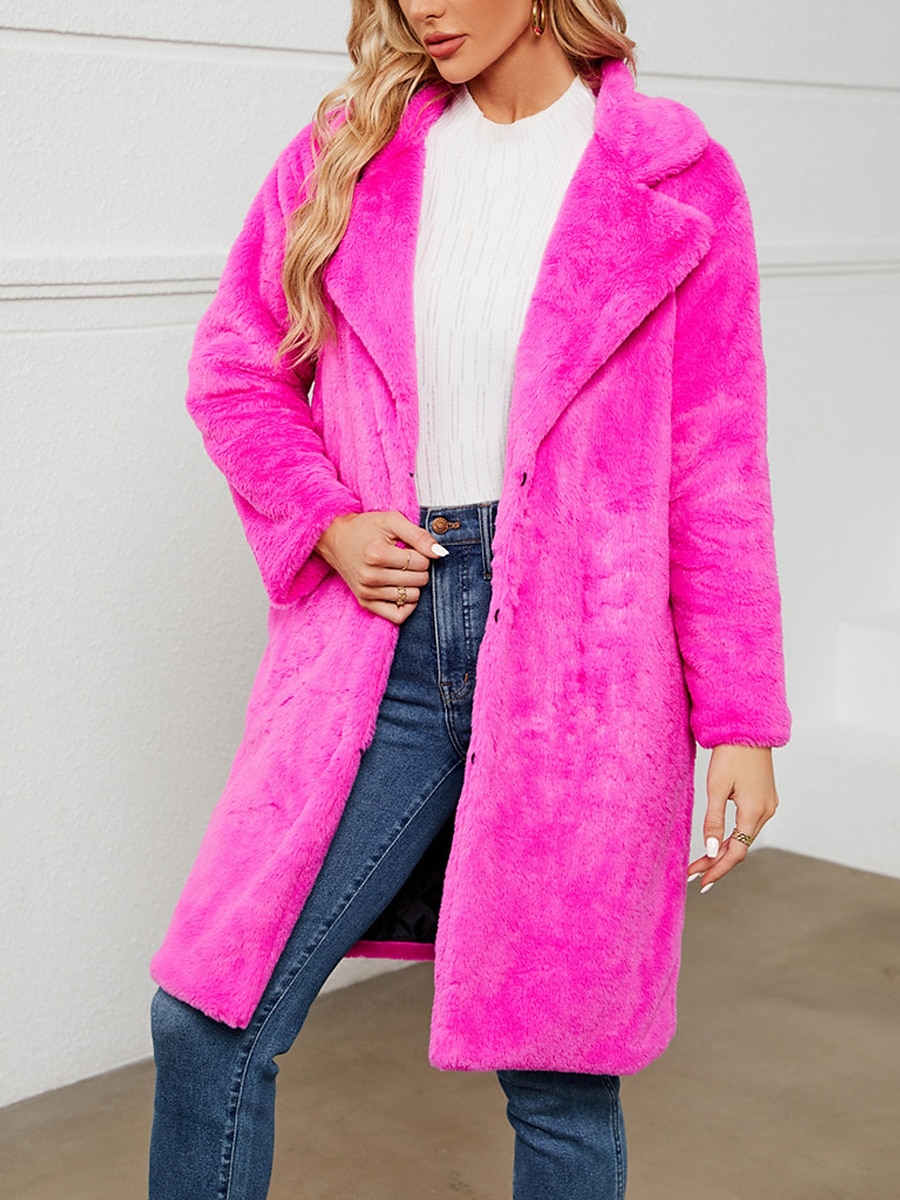 Dame Fleece-jakke Teddyfrakk Hold Varm Pustende Fleece Lined Fritid Gate stil عادي Feriereise Gate Dagligdagstøy Ut på byen Åpen Forside Lang Aftæpning Normal Langermet Yttertøy Svart Vin Fuksia Høst 2025 - $41.99 –P3