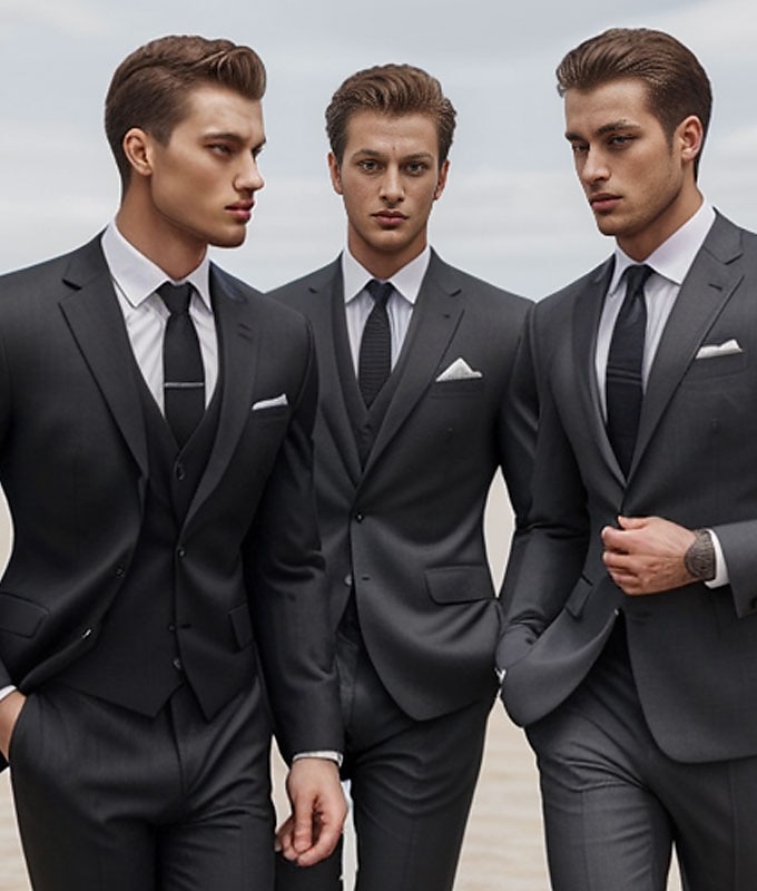 Men's Wedding Homecoming Suits Black Sky Blue Business Casual Daily Solid Colored Tailored Fit 3 Piece Single Breasted Two-buttons 2025 - $122.99 –P1
